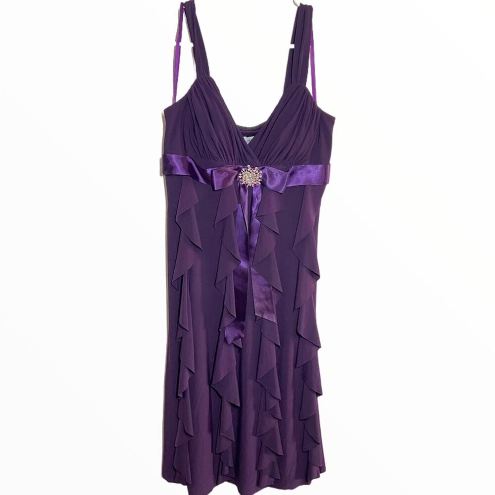 Vintage Cache Waterfall Dress Brooch 90s Y2K USA Bow Cocktail Eggplant 6 S